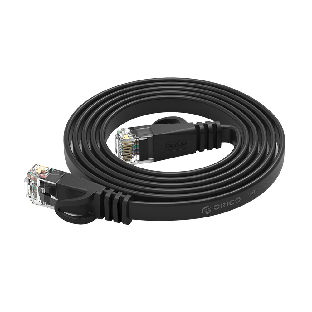 Orico PUG-C6B CAT6 1000Mbps RJ45 Ethernet Network Cable, Flat LAN, 10m, Black