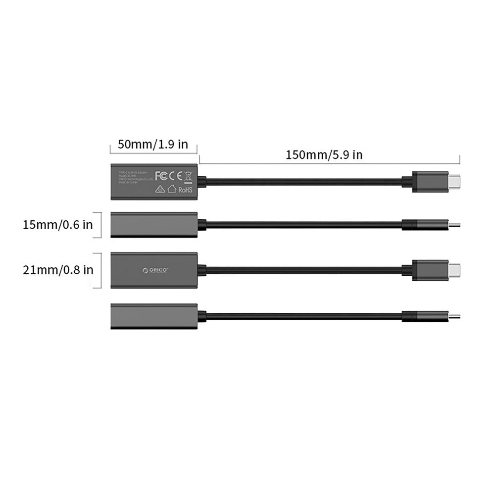 Orico XC-R45-V1 USB-C to RJ45 Gigabit Ethernet 1 Gbps Network Adapter - Black