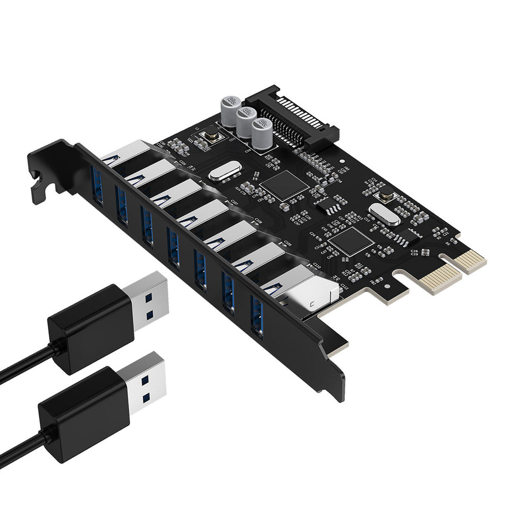 Orico PVU3 PCI-E 7x USB 3.0 Expansion Card for Desktop - Black