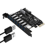 Orico PVU3 PCI-E 7x USB 3.0 Expansion Card for Desktop - Black