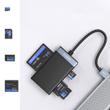 Orico CL4D-A3 USB-A 3.0 SD microSD CF MS 5 Gb/s Memory Card Reader - Black and Silver