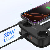 Orico APP 15.5W 5in1 Power Strip 2x AC + 2x USB-A + 1x USB-C - Black