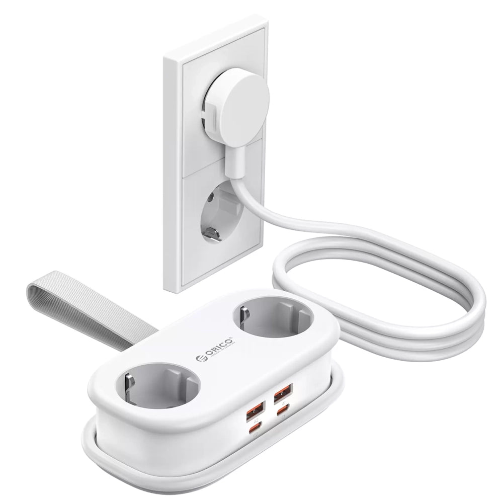 Orico AP3 20W GaN 5in1 Power Strip 2x AC + 2x USB-A + 1x USB-C - White