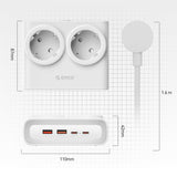 Orico PDC25 25W 6in1 Power Strip 2x AC + 2x USB-A + 2x USB-C - White