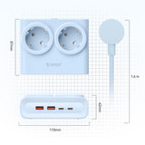 Orico PDC25 25W 6in1 Power Strip 2x AC + 2x USB-A + 2x USB-C - Blue