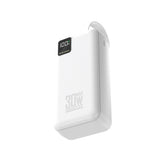 Wozinsky W8-W 30000mAh 30W Powerbank 2x USB-A og USB-C med lommelygte - hvid
