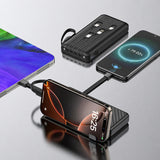 Wozinsky W11-B 10000mAh 10W Powerbank with Built-in Cables and Flashlight - Black