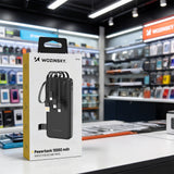 Wozinsky W11-B 10000mAh 10W Powerbank with Built-in Cables and Flashlight - Black