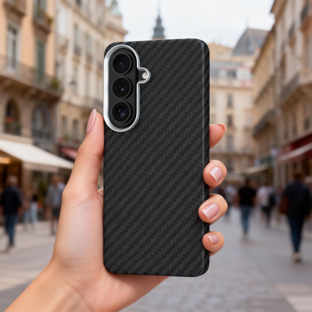 Tech-Protect Ion Carbon MagSafe Case til Samsung Galaxy S26 - sort og sølv