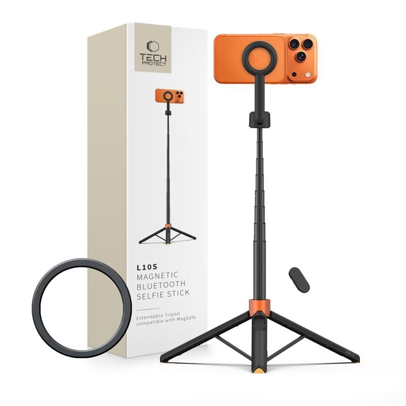 Tech-Protect L10S Bluetooth Selfie Stick Tripod - sort og orange