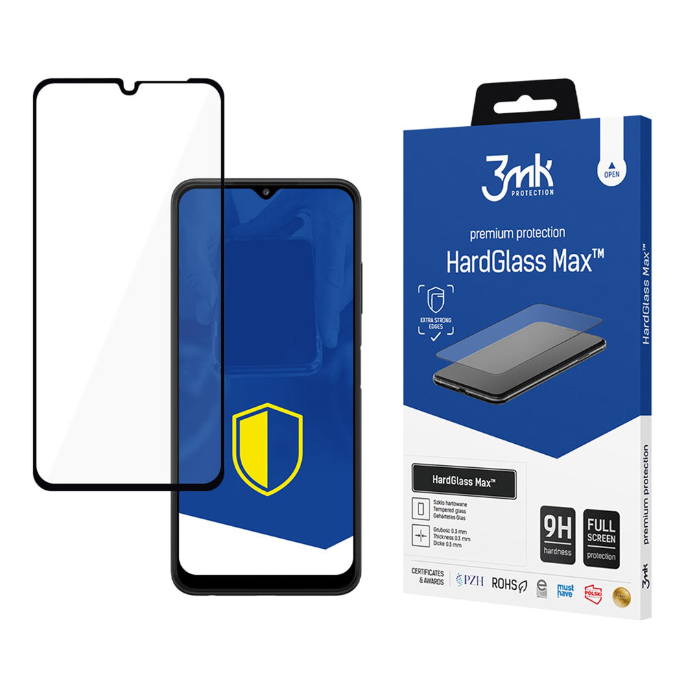 Forstærket Full Coverage Hærdet Glas 3mk HardGlass Max Black til Samsung Galaxy A22 5G