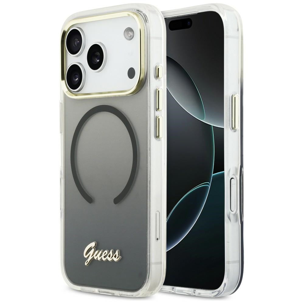 Guess IML Gradient Script Metal MagSafe Case til iPhone 17 Pro - sort