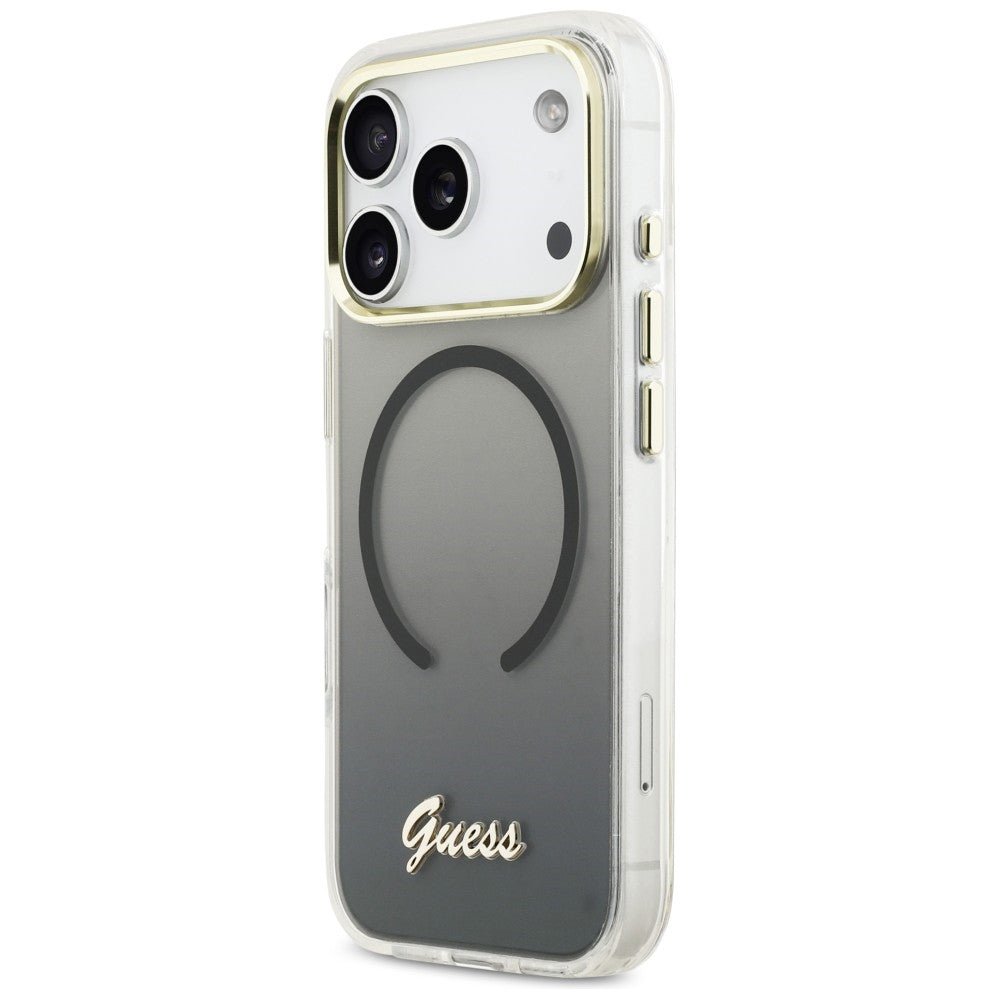 Guess IML Gradient Script Metal MagSafe Case til iPhone 17 Pro - sort