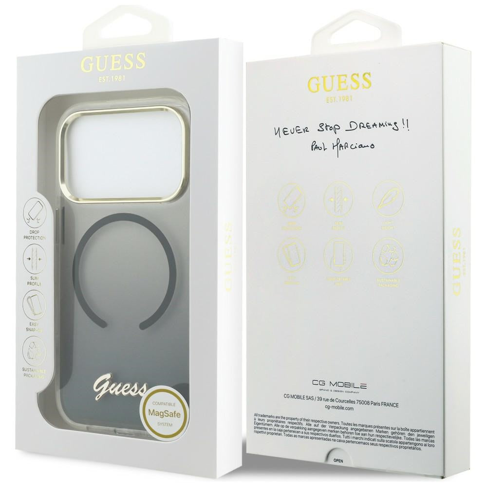 Guess IML Gradient Script Metal MagSafe Case til iPhone 17 Pro - sort