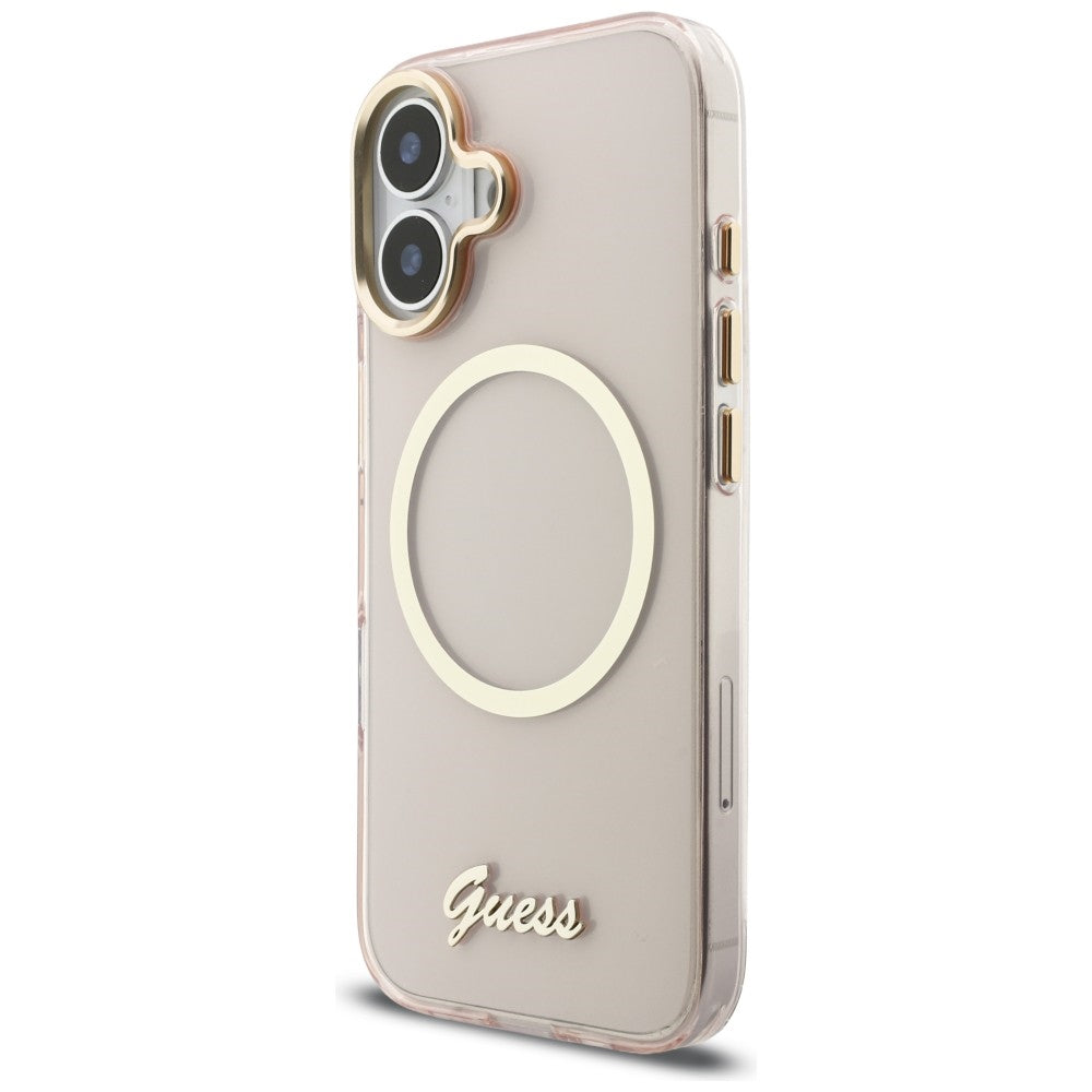 Guess IML Script Metal MagSafe Case til iPhone 17 - Pink