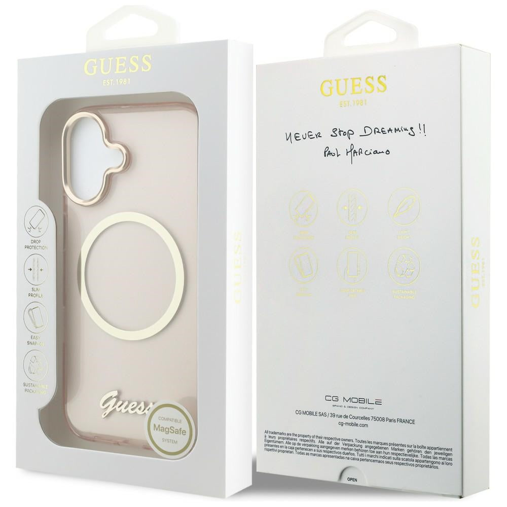 Guess IML Script Metal MagSafe Case til iPhone 17 - Pink