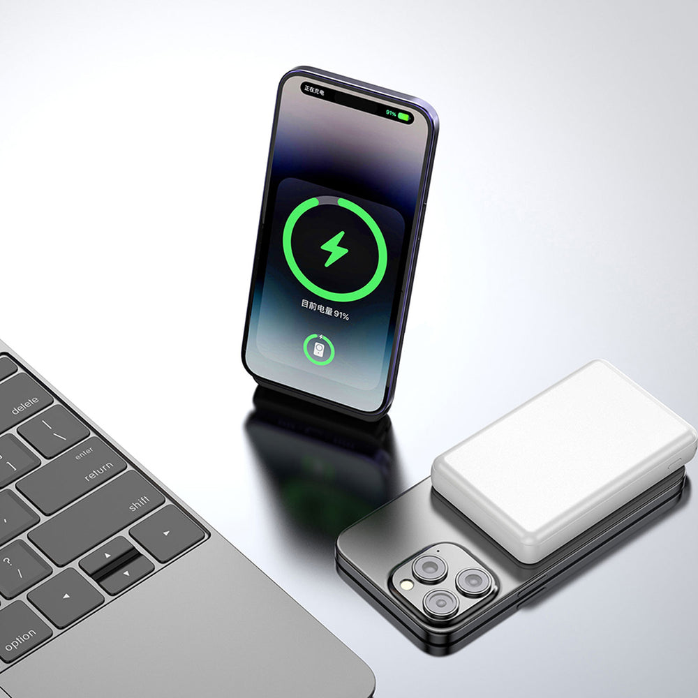 Dudao K14S Magnetisk Power Bank 20W 5000mAh 1x USB-A 1x USB-C - Hvid