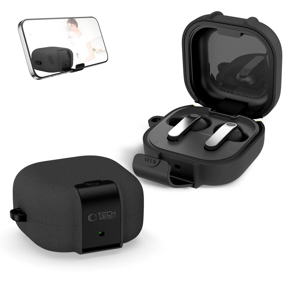 Tech-Protect Slim Hook Case til Samsung Galaxy Buds 4 / 4 Pro - sort