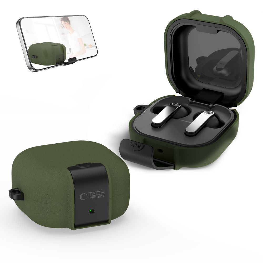 Tech-Protect Slim Hook Case til Samsung Galaxy Buds 4 / 4 Pro - Grøn