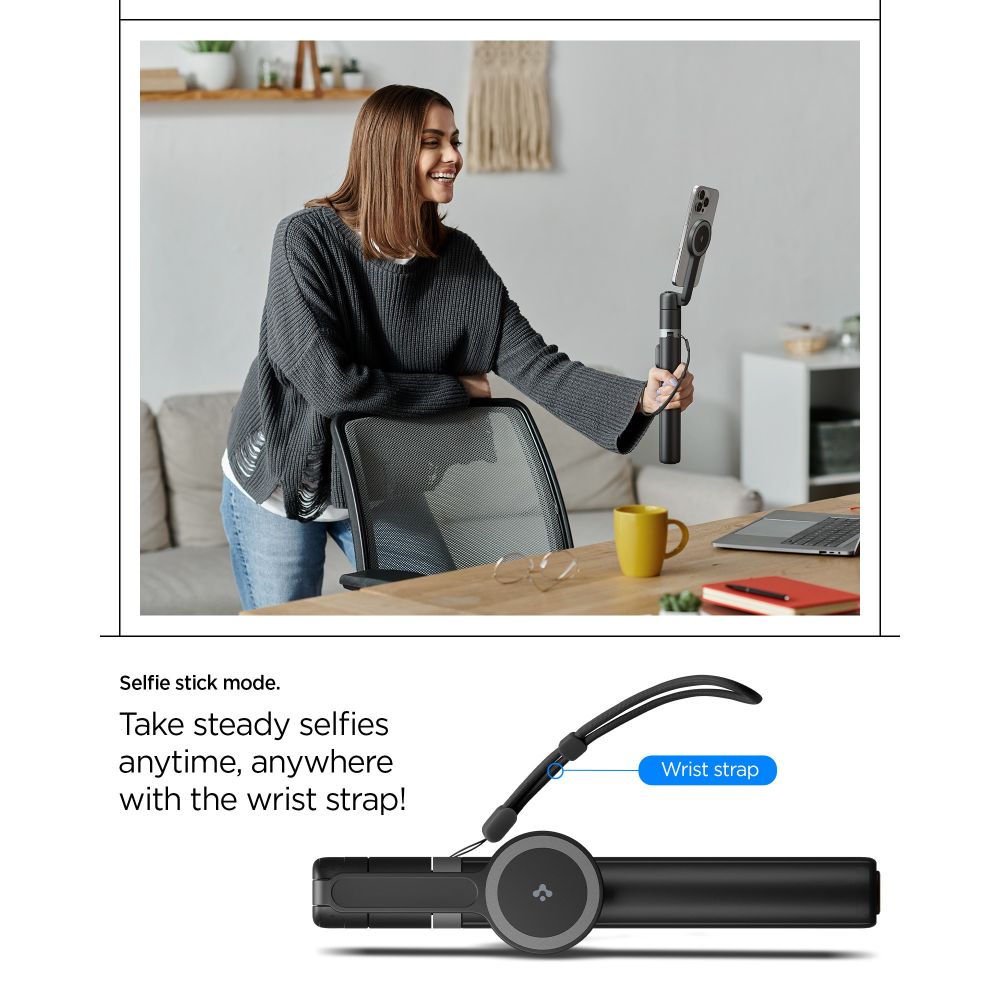 Spigen S581W MagSafe Bluetooth Selfie Stick og Stativ - sort