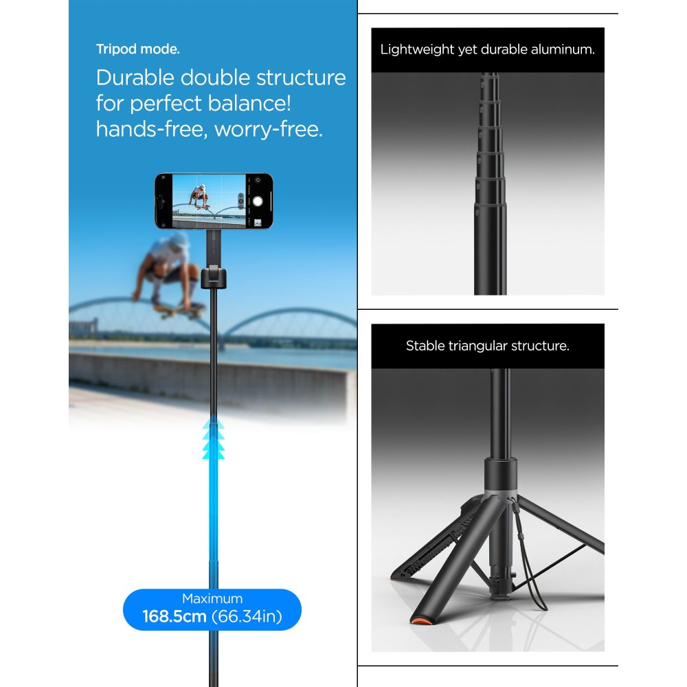 Spigen S581W MagSafe Bluetooth Selfie Stick og Stativ - sort
