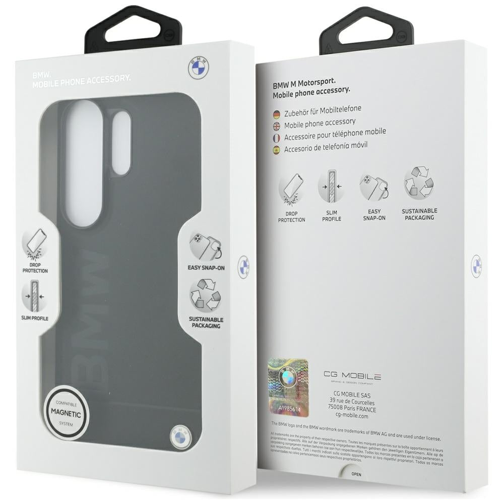 BMW læder Hot Stamp MagSafe Case til Samsung Galaxy S26 Ultra - sort