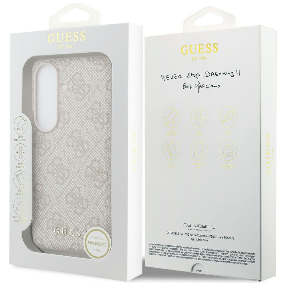 Guess 4G Classic Logo Charm MagSafe Case for Samsung Galaxy S26 - Pink