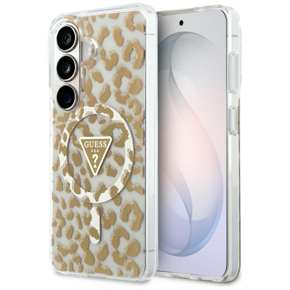 Guess IML Leopard Print Triangle MagSafe Case til Samsung Galaxy S26 - Brunt