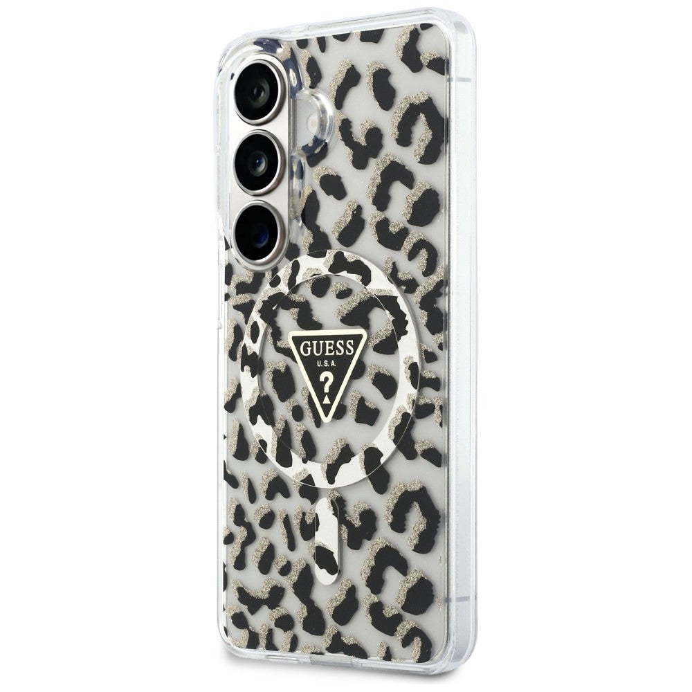 Guess IML Leopard Print Triangle MagSafe Case til Samsung Galaxy S26 - sort