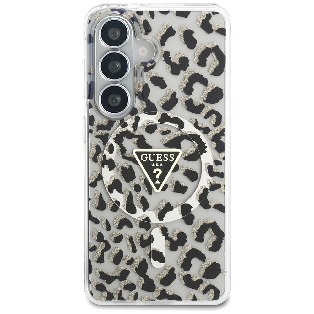 Guess IML Leopard Print Triangle MagSafe Case til Samsung Galaxy S26 - sort