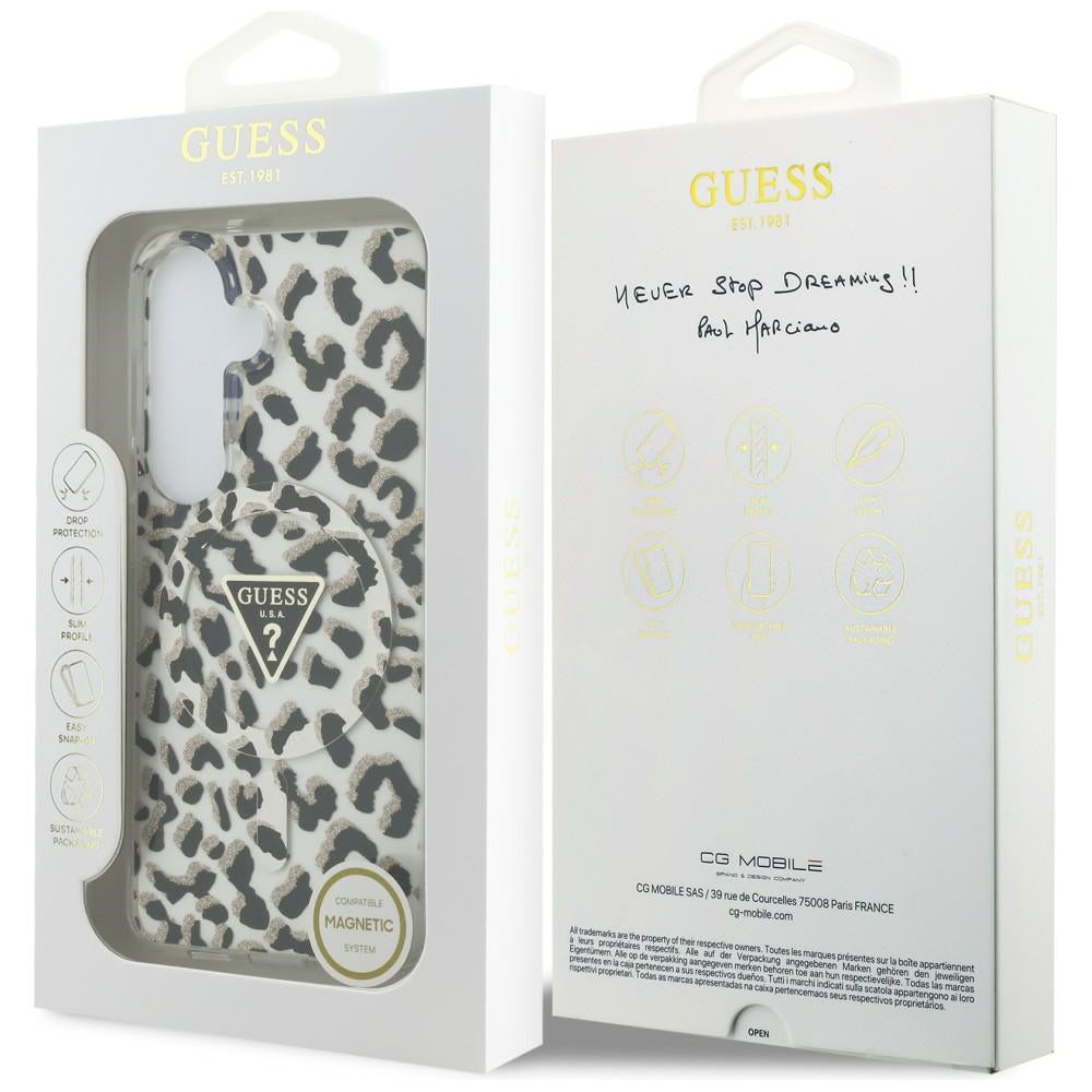 Guess IML Leopard Print Triangle MagSafe Case til Samsung Galaxy S26 - sort