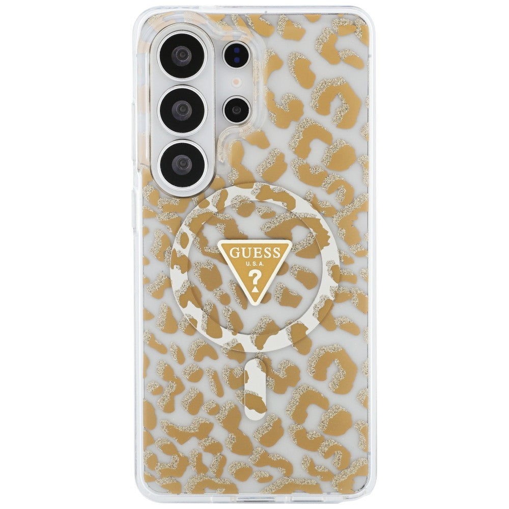 Guess IML Leopard Print Triangle MagSafe Case til Samsung Galaxy S26 Ultra - Brunt