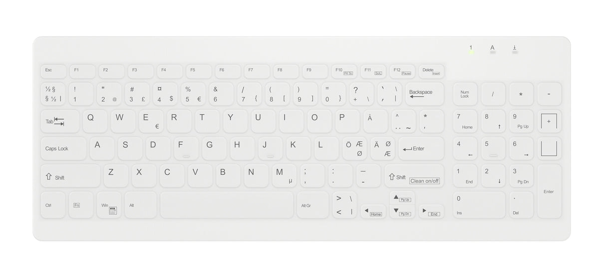 Contour Design Active Key Contour QuickClean medicinsk tastatur med aftageligt cover, kompakt, trådløst, hvidt, PN C7012
