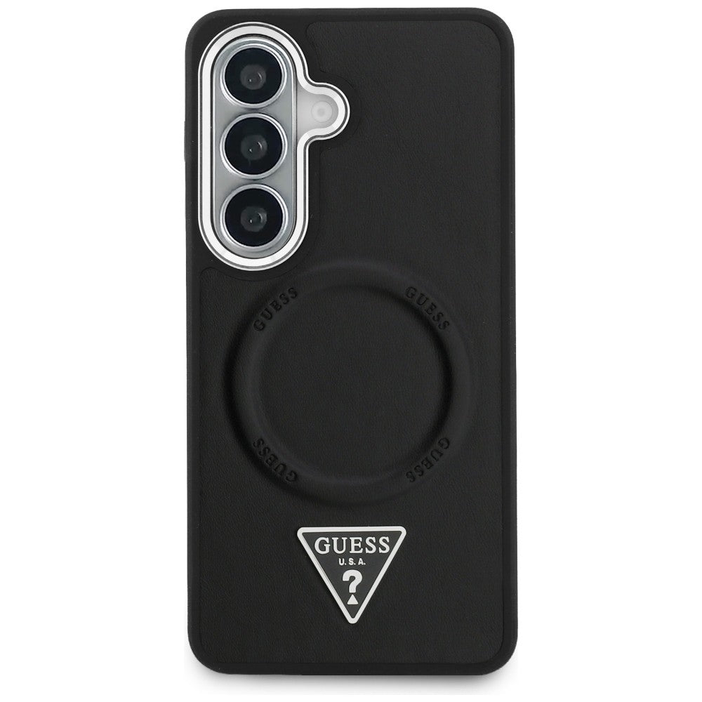 Guess Embossed Ring Triangle Logo MagSafe-kasse til Samsung Galaxy S26 - sort