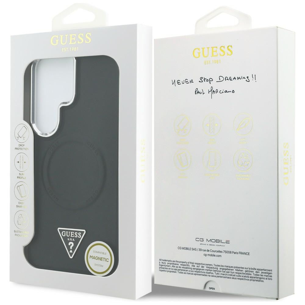 Guess Embossed Ring Triangle Logo MagSafe Case til Samsung Galaxy S26 Ultra - sort