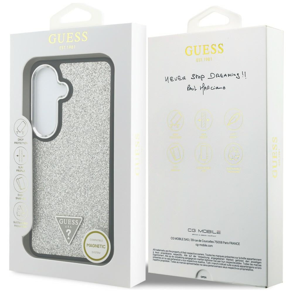 Guess Fixed Glitter Triangle MagSafe-kasse til Samsung Galaxy S26+ - sølv