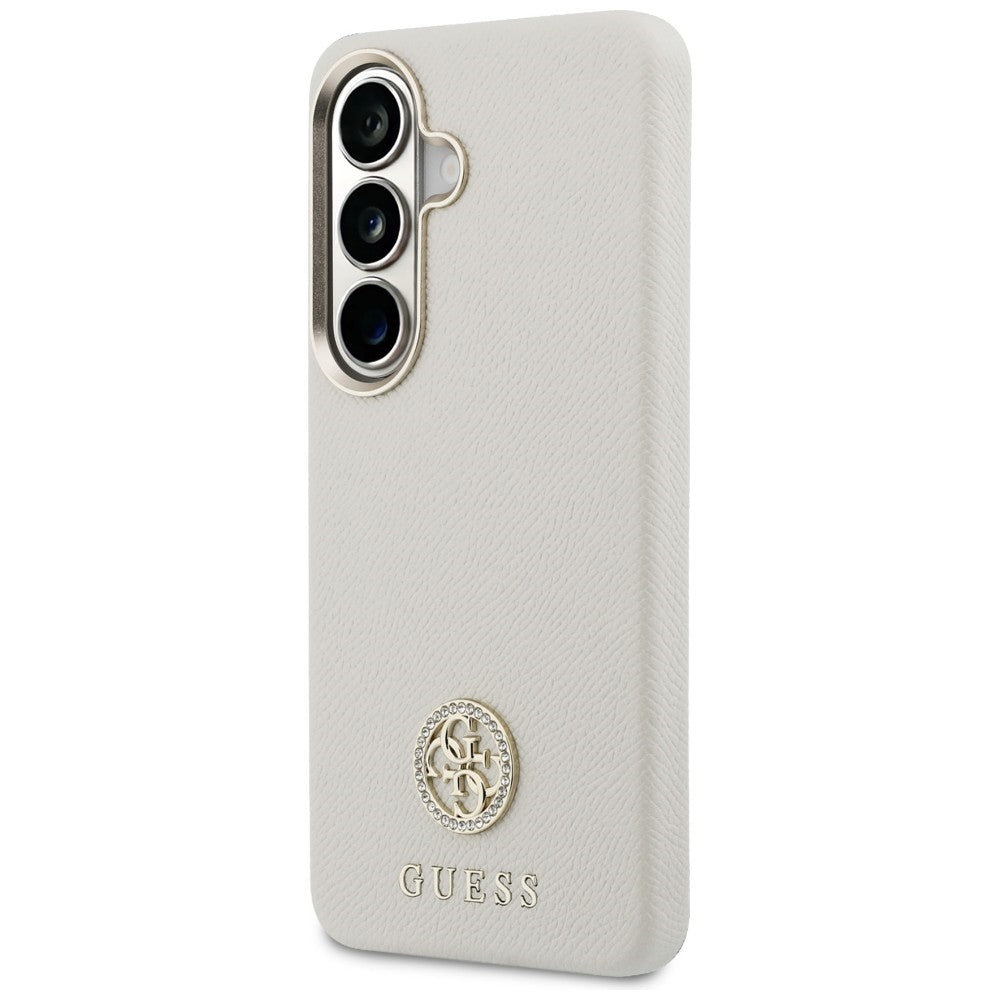 Guess Rhinestone Round Logo MagSafe Case til Samsung Galaxy S26 - Beige