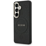 Guess Saffiano Peony Embossed Ring MagSafe-kasse til Samsung Galaxy S26 - sort