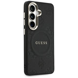 Guess Saffiano Peony Embossed Ring MagSafe-kasse til Samsung Galaxy S26 - sort