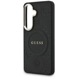 Guess Saffiano Peony Embossed Ring MagSafe-kasse til Samsung Galaxy S26 - sort