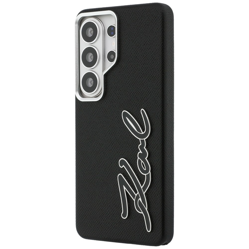 Karl Lagerfeld Grained Signature Metal Resin Logo Case til Samsung Galaxy S26 Ultra - sort