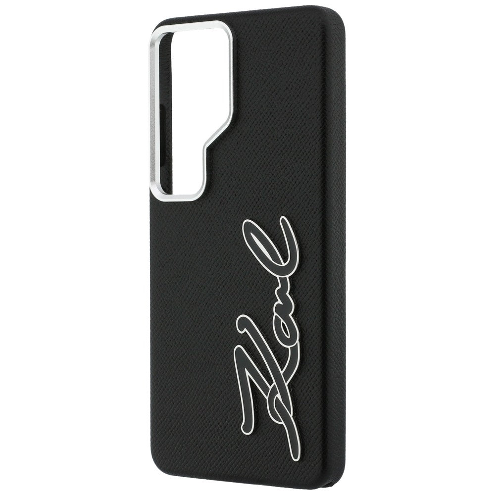 Karl Lagerfeld Grained Signature Metal Resin Logo Case til Samsung Galaxy S26 Ultra - sort