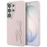 Karl Lagerfeld Grained Signature Metal Resin Logo Case til Samsung Galaxy S26 Ultra - Pink