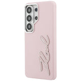 Karl Lagerfeld Grained Signature Metal Resin Logo Case til Samsung Galaxy S26 Ultra - Pink