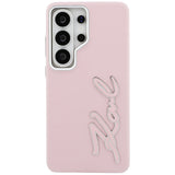 Karl Lagerfeld Grained Signature Metal Resin Logo Case til Samsung Galaxy S26 Ultra - Pink