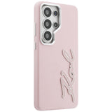 Karl Lagerfeld Grained Signature Metal Resin Logo Case til Samsung Galaxy S26 Ultra - Pink