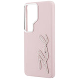 Karl Lagerfeld Grained Signature Metal Resin Logo Case til Samsung Galaxy S26 Ultra - Pink