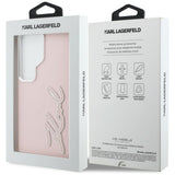 Karl Lagerfeld Grained Signature Metal Resin Logo Case til Samsung Galaxy S26 Ultra - Pink