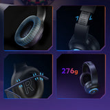 QCY Heroad V200 Tri-Mode Gaming Headphones with 7.1 Sound, 240h Battery, and Detachable Microphone - Black