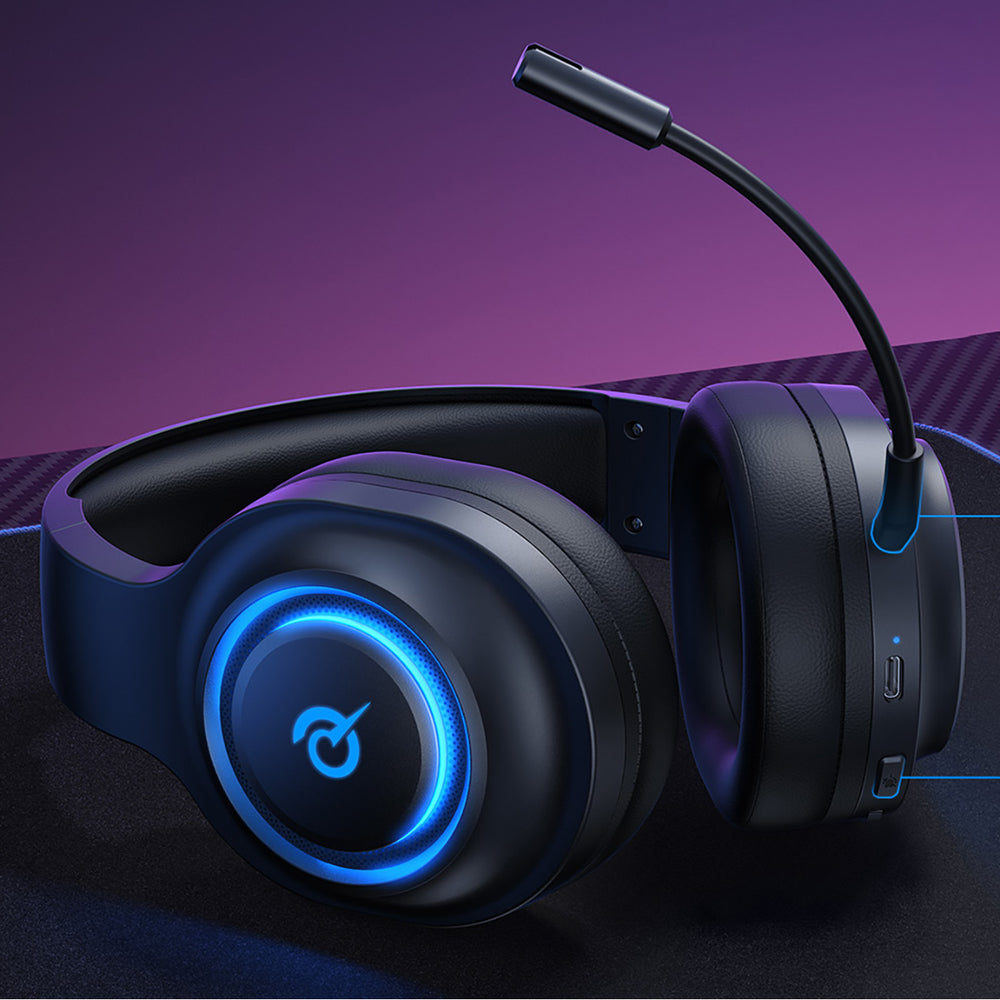 QCY Heroad V200 Tri-Mode Gaming Headphones with 7.1 Sound, 240h Battery, and Detachable Microphone - Black